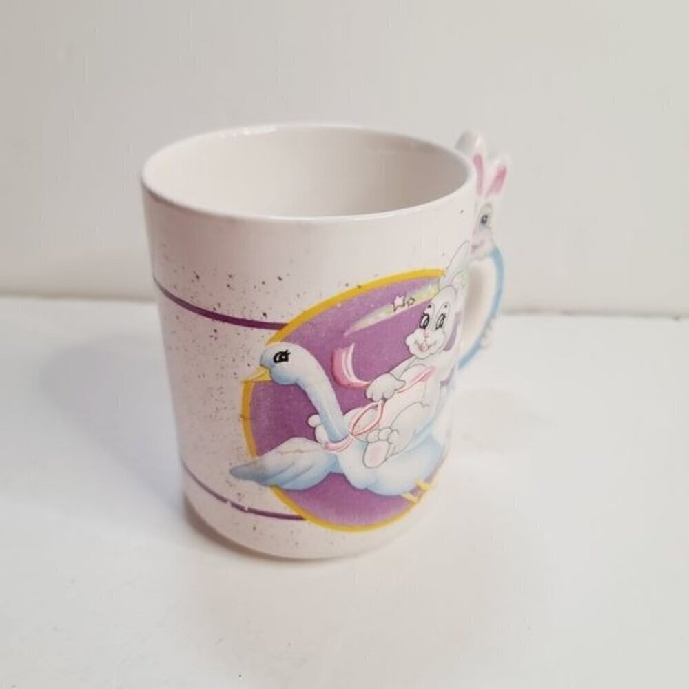 Vintage Kitsch Psychedelic Bunny Rabbit Kawaii Bunny Handle Quirky Coffee Mug - Picture 5 of 15